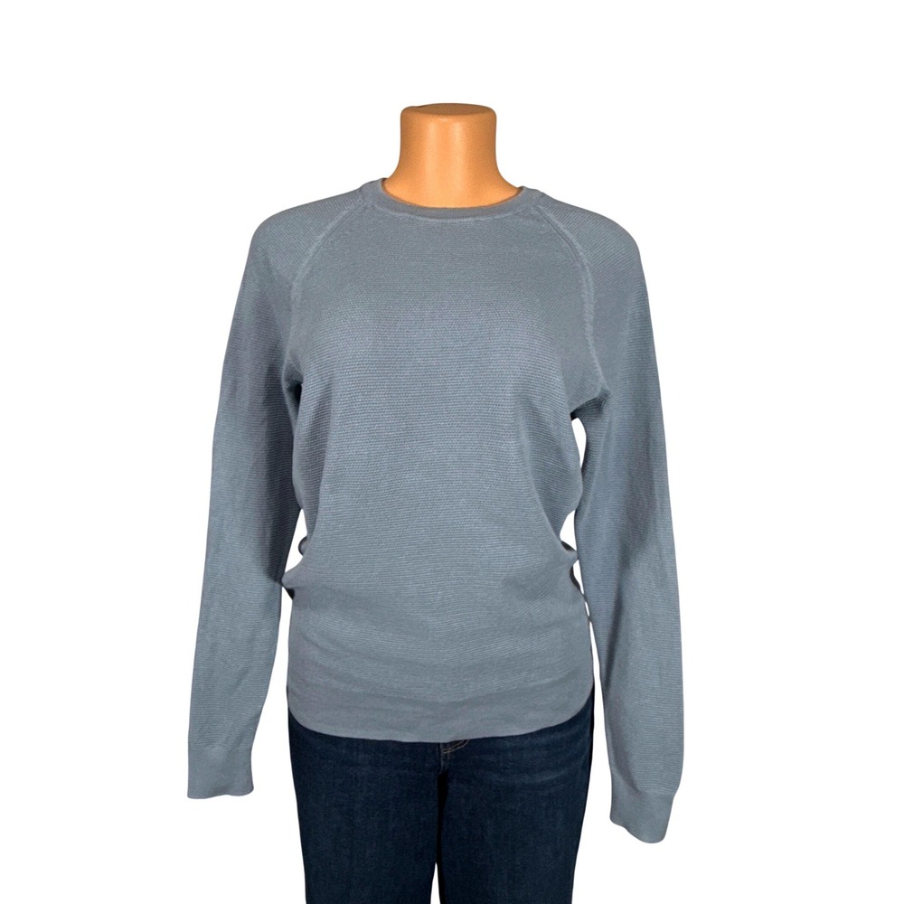 J.Crew Sweater Women M Blue NEW Cotton Raglan‎ Sleeve Textured Knit CD617
